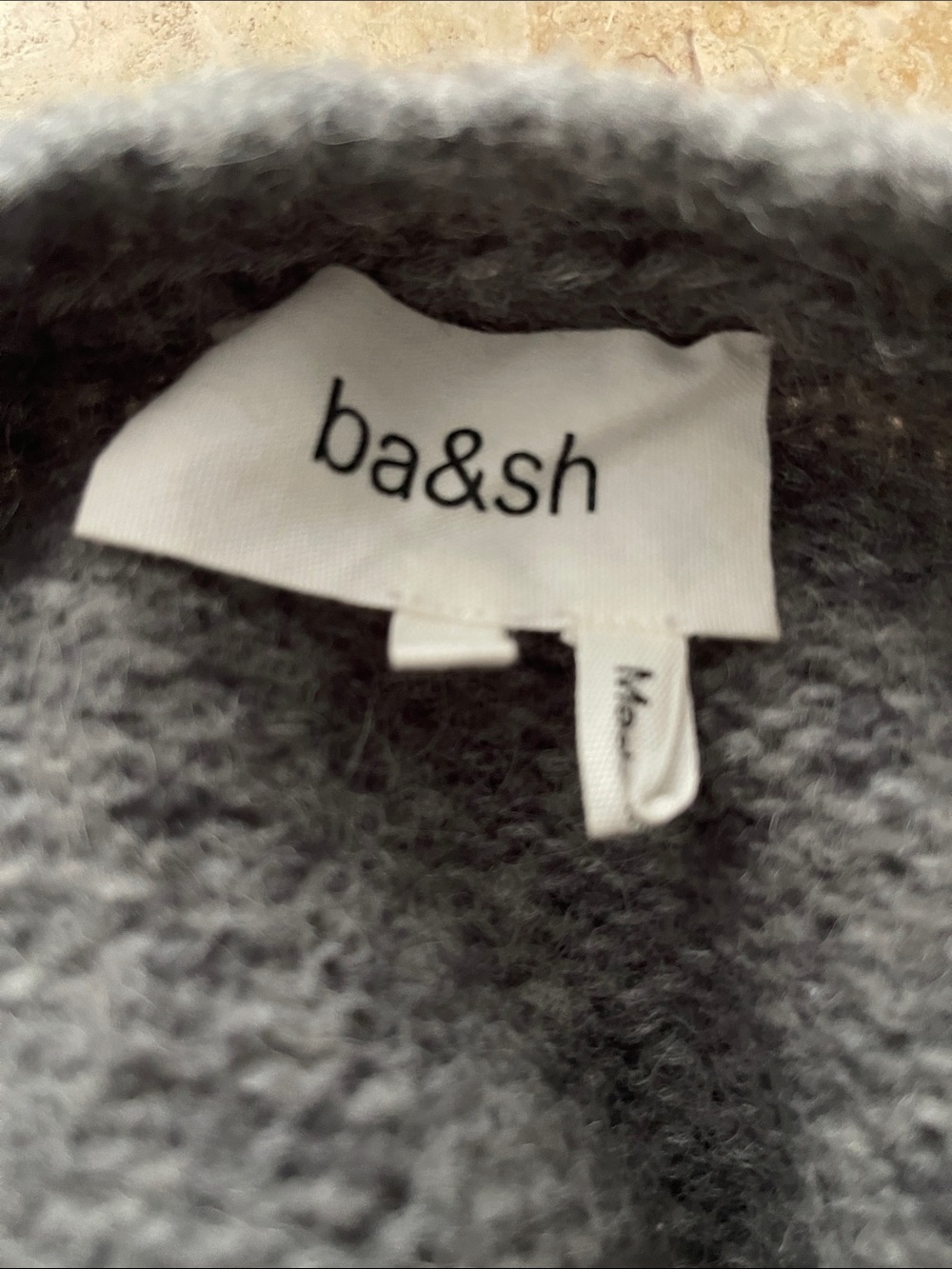 ba&sh Grey Crewneck Sweater with Jeweled Shoulder Accents - Picture 3 of 3
